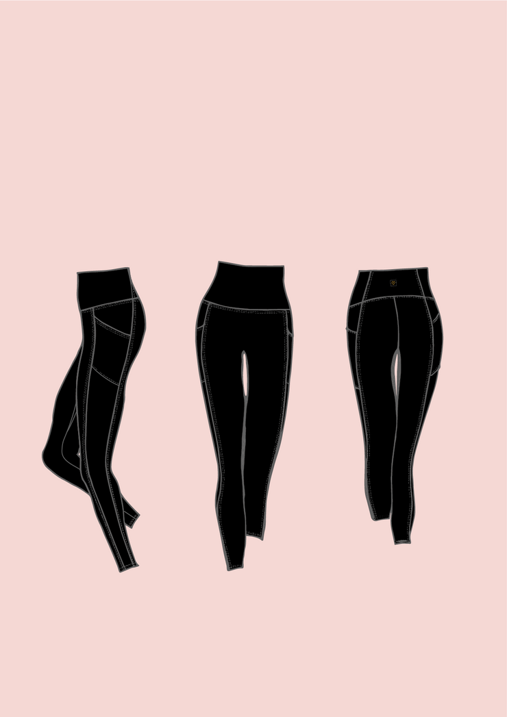 sketch of black leggings with pockets